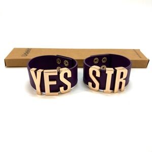 Harley Quinn Pair of YES SIR BRACELETS Suicide Squad purple Cuff Wristband